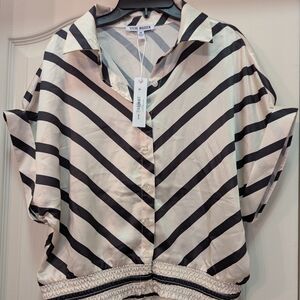 Steve Madden Diagonal Striped Button Down Shirt